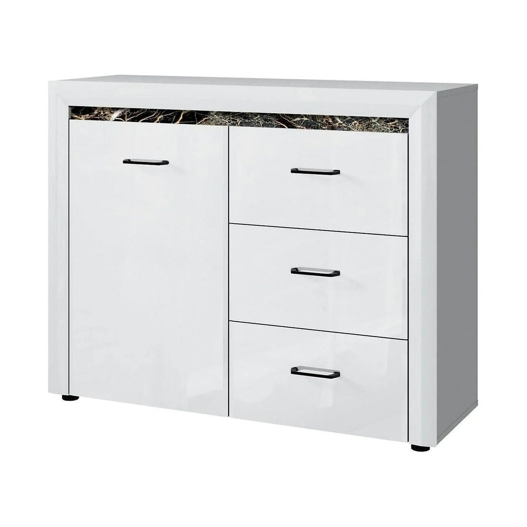 Comoda WHITEBLACK, alb/negru, PAL, 116x40x92 cm