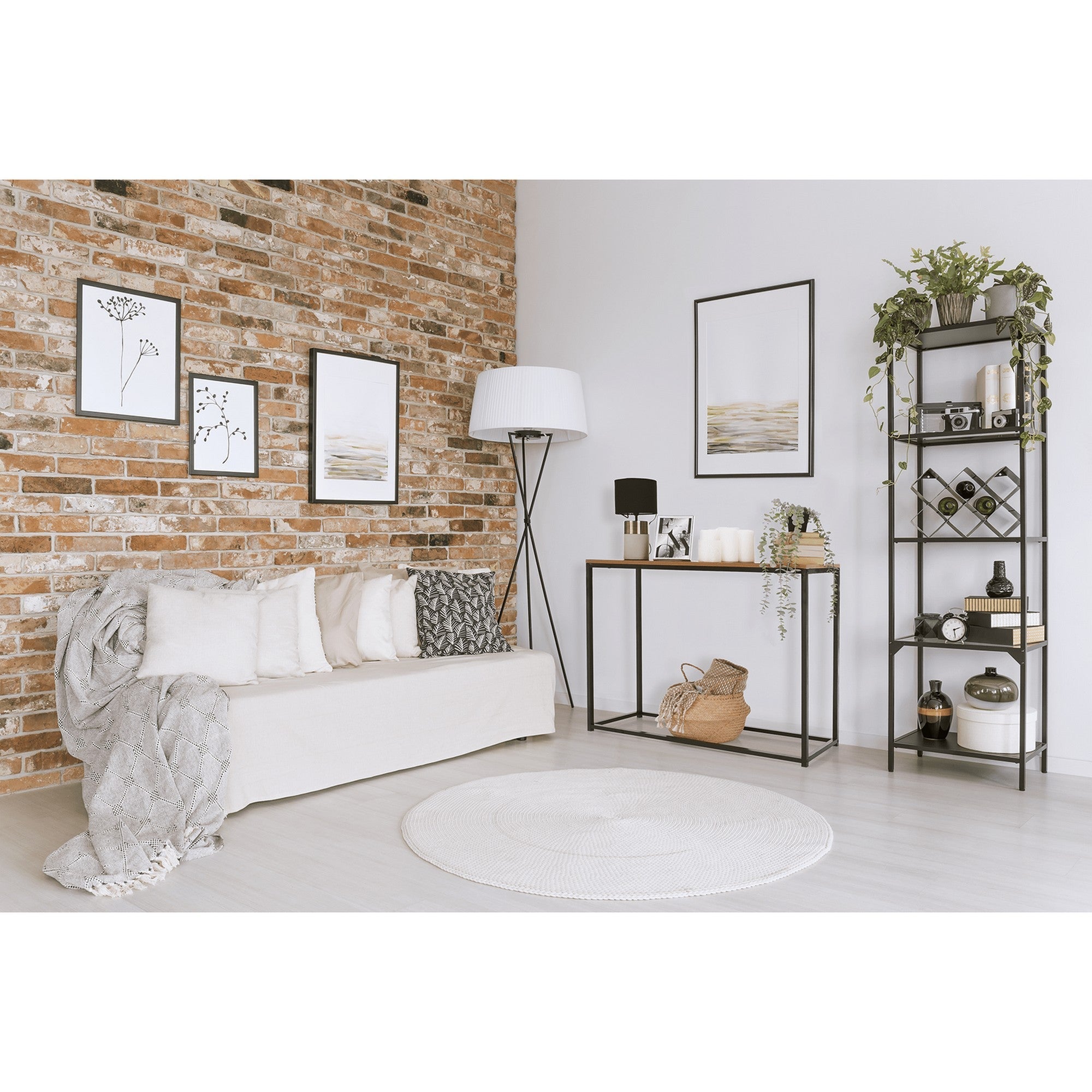 Consola KALISTO, stejar/negru, 100x35x80 cm