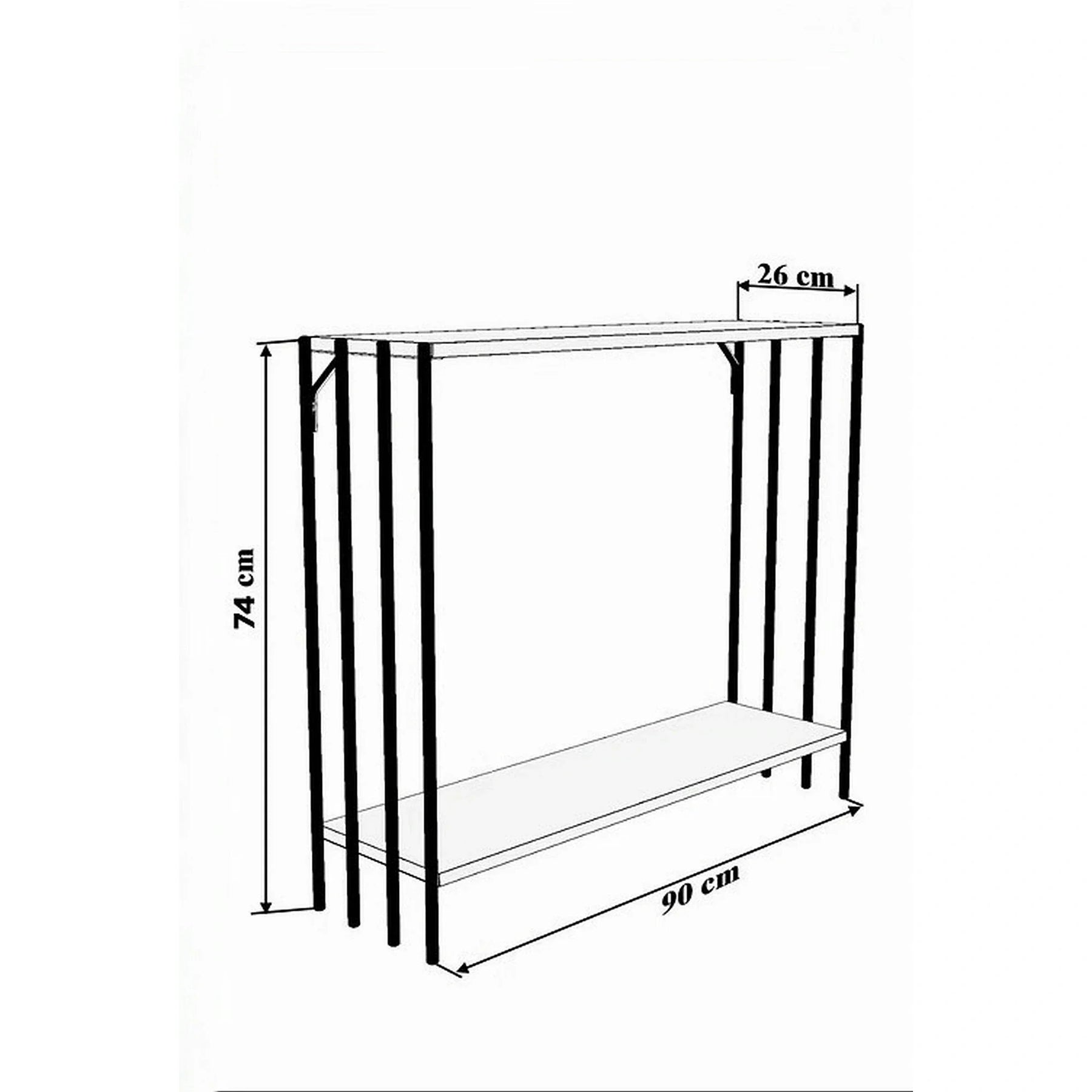 Consola VERONA, PAL melaminat/metal, stejar/negru, 90×26×74 cm