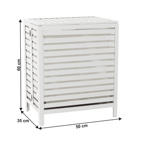 Cos de rufe MENORK, alb, bambus/material textil, 50x35x60 cm