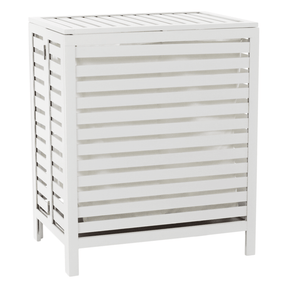 Cos de rufe MENORK, alb, bambus/material textil, 50x35x60 cm