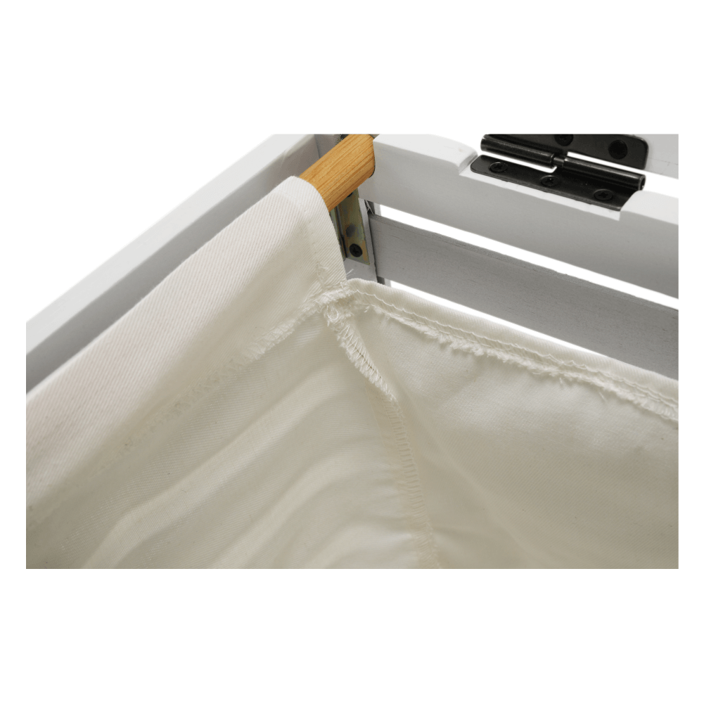 Cos de rufe MENORK, alb, bambus/material textil, 50x35x60 cm