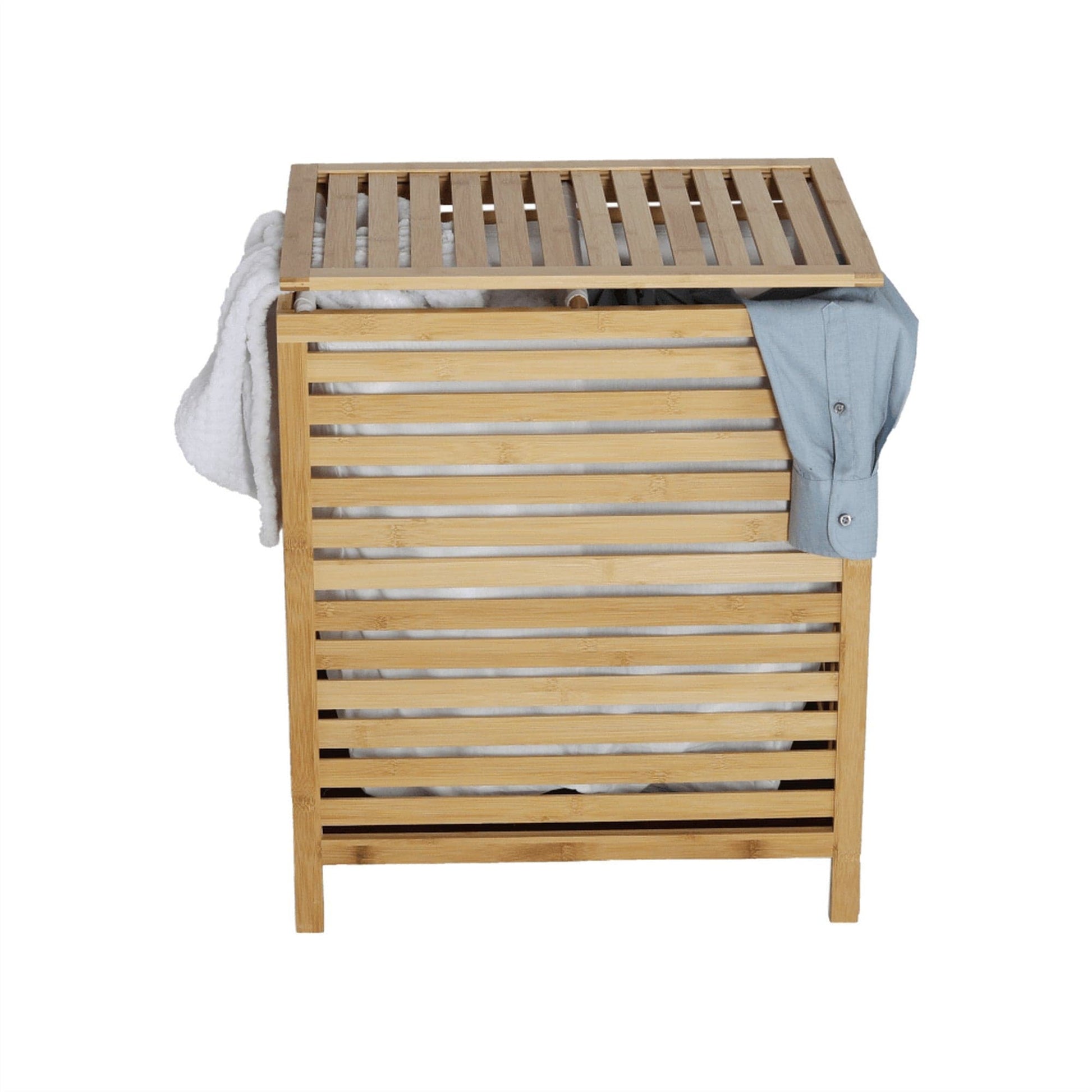 Cos de rufe MENORK, stejar, bambus/material textil, 50x35x60 cm