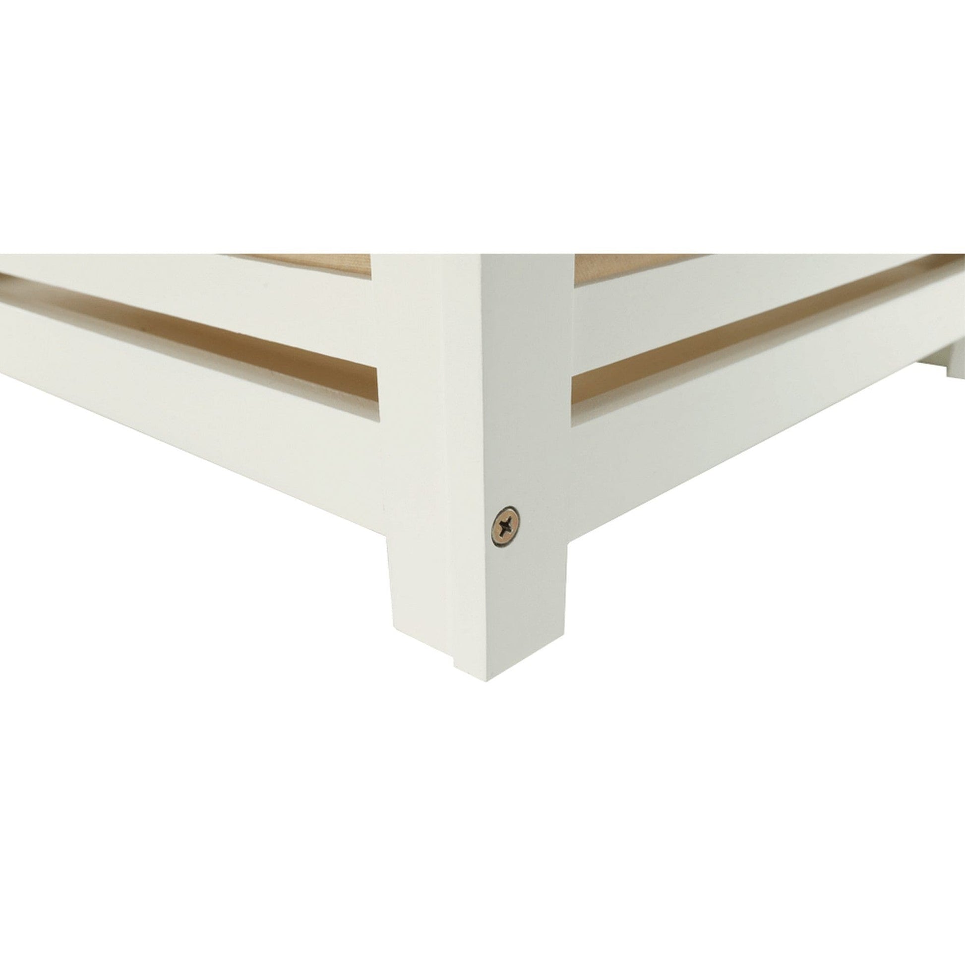 Cos de rufe BASKET, alb, bambus/material textil, 40x40x58 cm