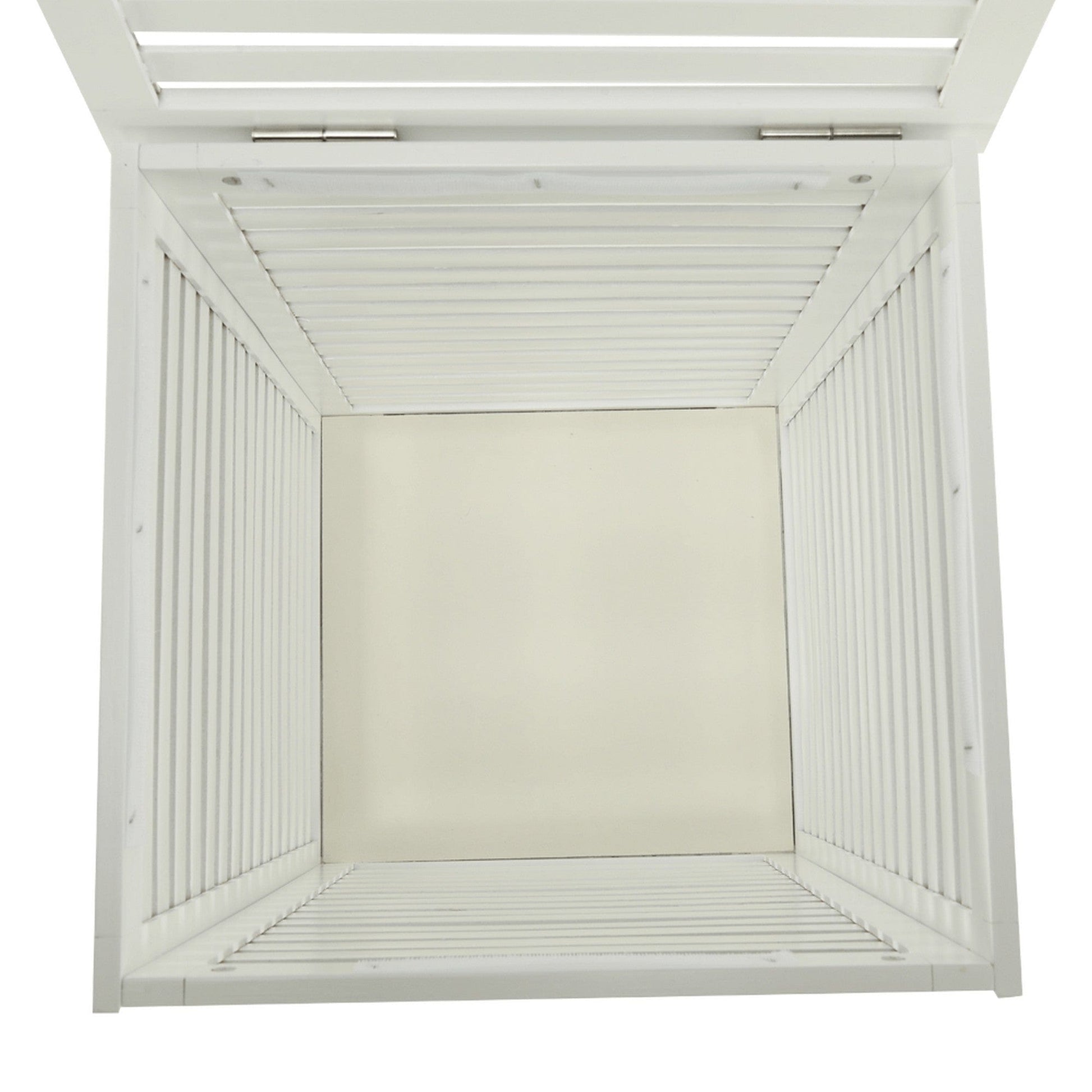 Cos de rufe BASKET, alb, bambus/material textil, 40x40x58 cm