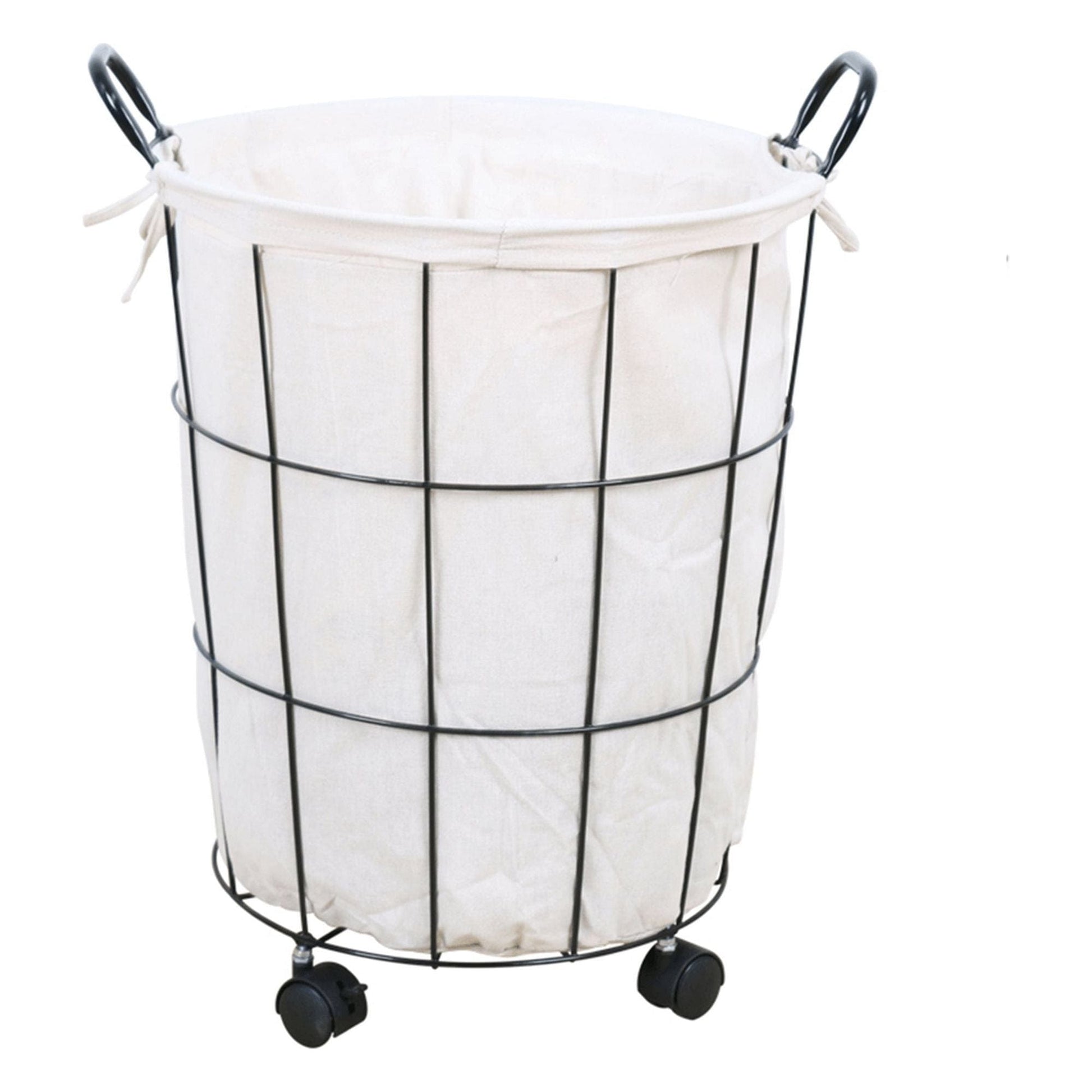 Cos de rufe KRAMEL, negru/alb, metal/material textil, 40x40x57 cm