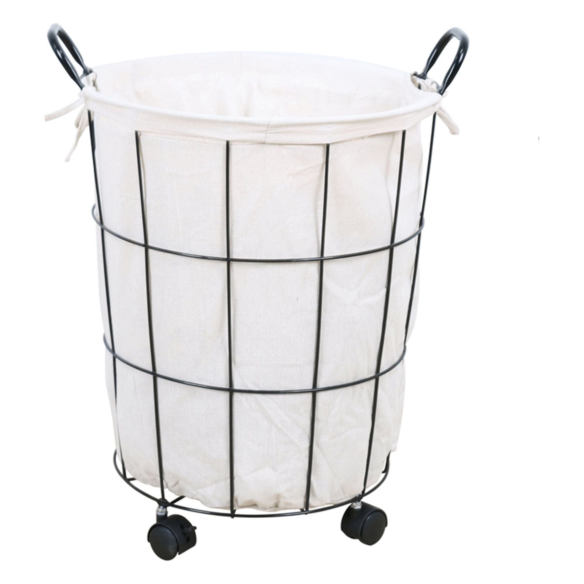 Cos de rufe KRAMEL, negru/alb, metal/material textil, 40x40x57 cm