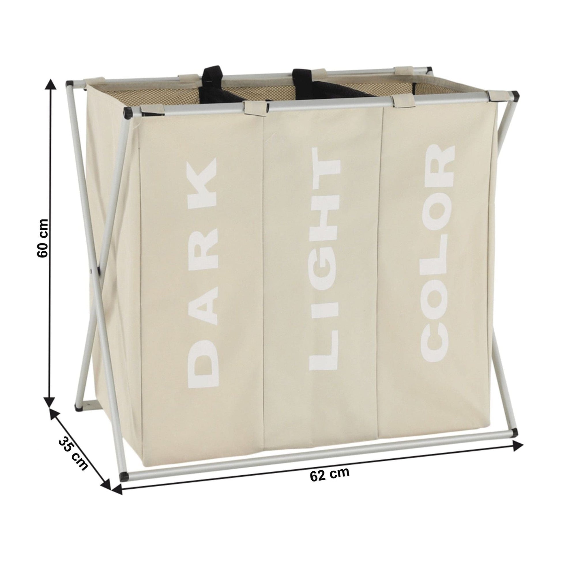 Cos de rufe LAUNDRY NEW TYP 3, bej, panza/metal, 62x35x60 cm