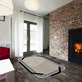 Covor, poliester, crem/negru, 160×230 cm
