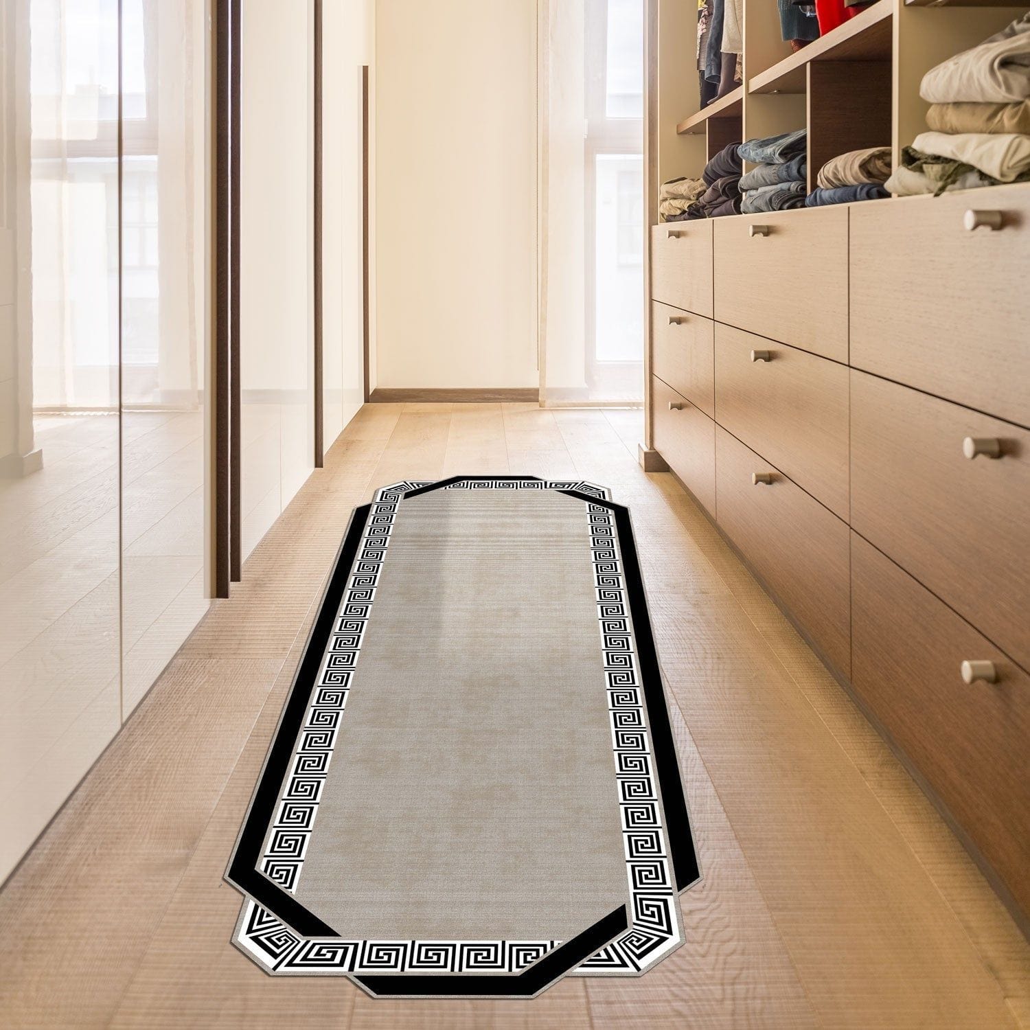 Covor, 160x230 cm, forma dreptunghiulara, poliester, crem/negru ALN600182KR07