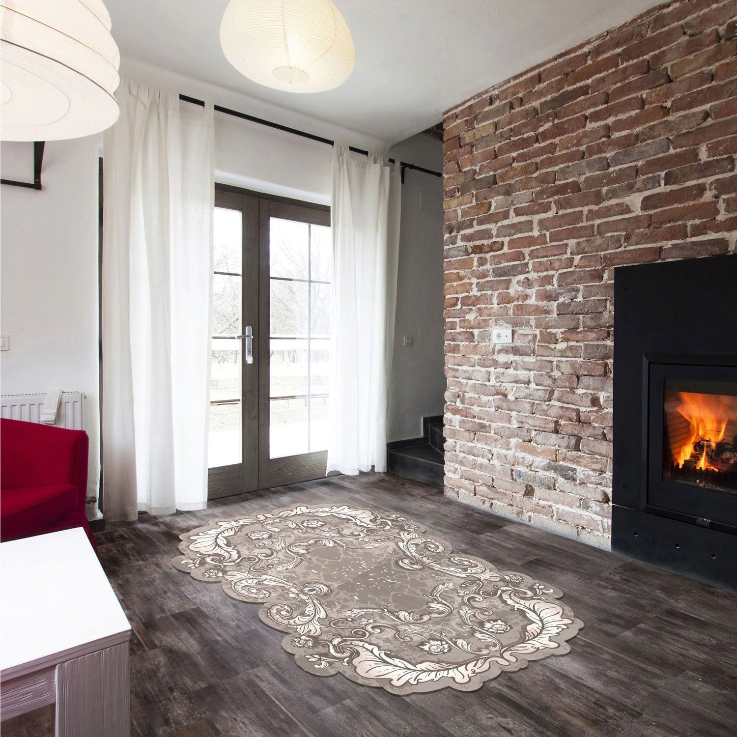 Covor, 120x180 cm, forma ovala, poliester, maro, ALN600149KA06