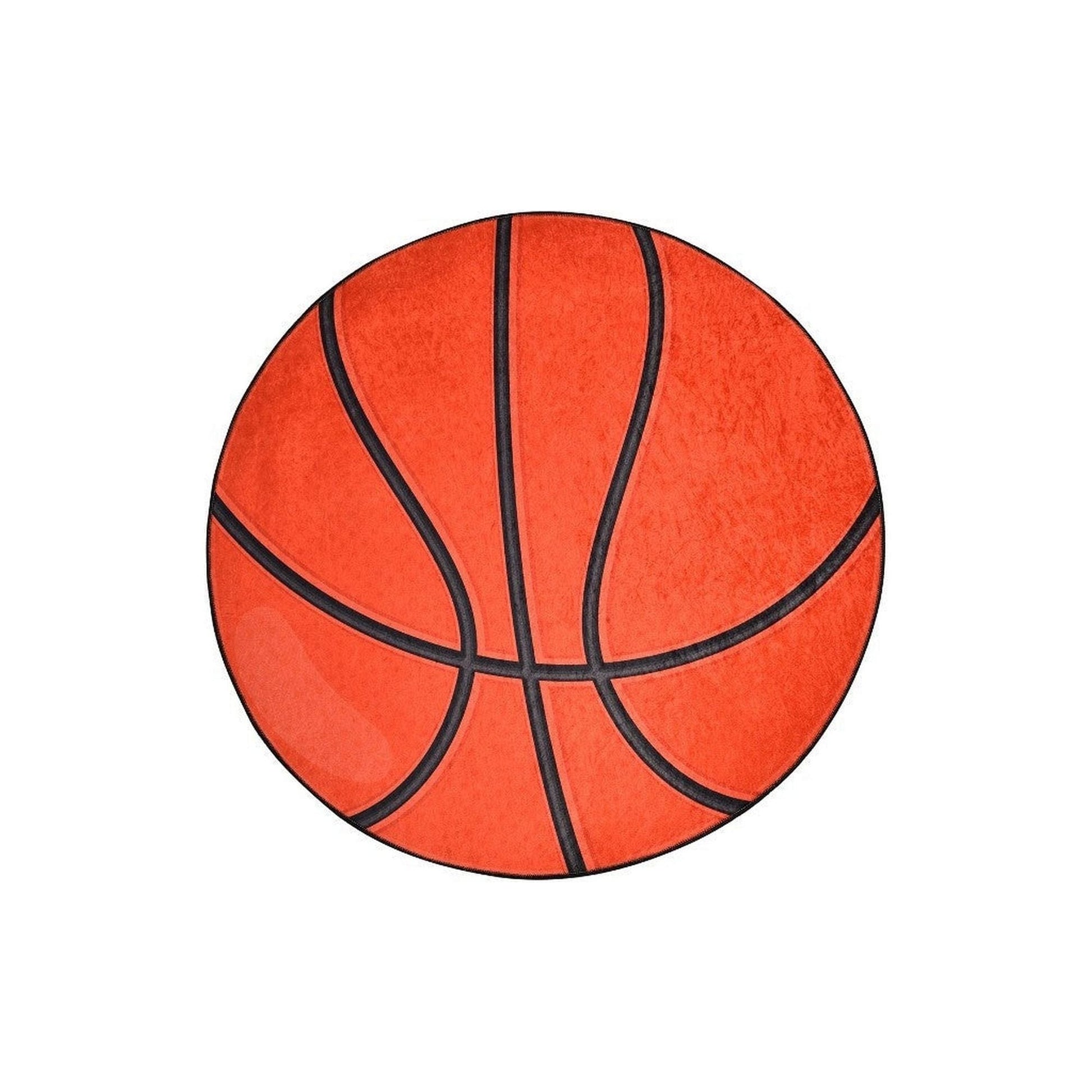 Covor BASKETBALL, 140x140 cm, forma rotunda, poliester/stofa catifelata, portocaliu