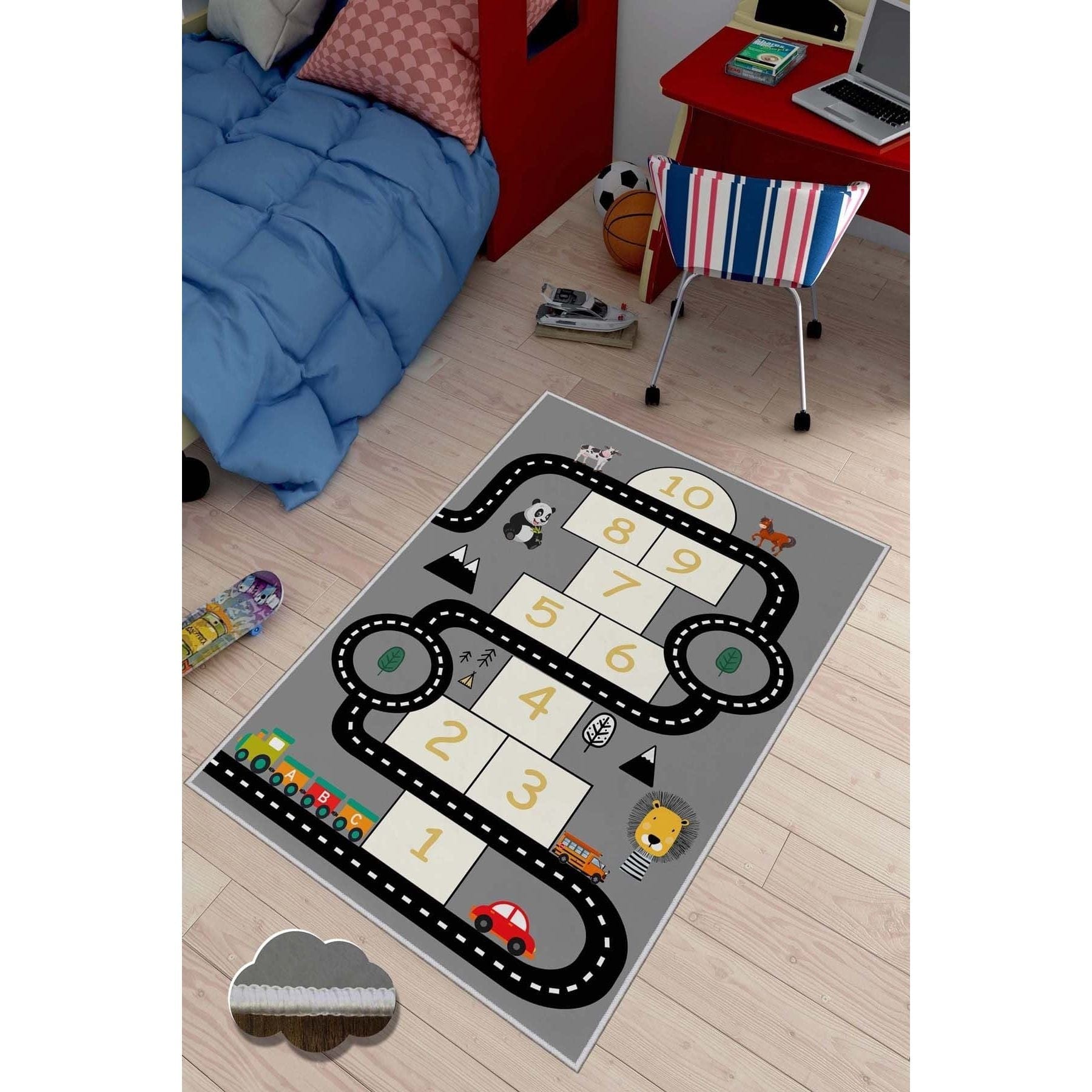 Covor HMNT474, 100x150 cm, forma dreptunghiulara, poliester, multicolor