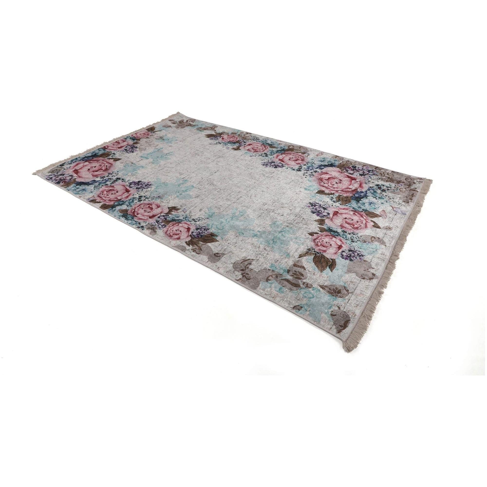 Covor, 160x230 cm, forma dreptunghiulara, tesatura de catifea/bumbac, multicolor, ELS1821