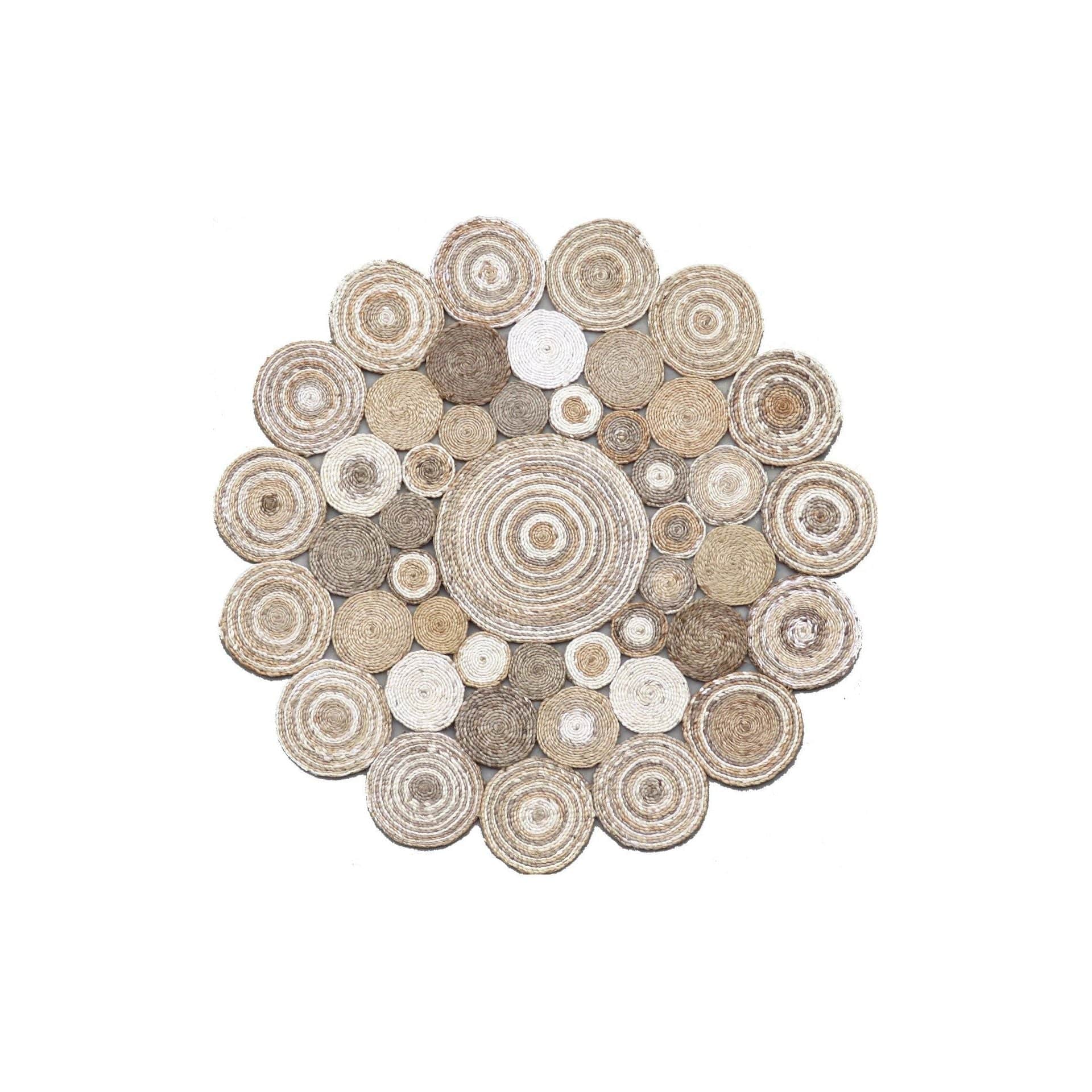 Covor MULTY XW Q, 120x120 cm, forma rotunda, iuta, bej