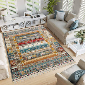 Covor multicolor într-un living modern, cu design artistic – primabucata