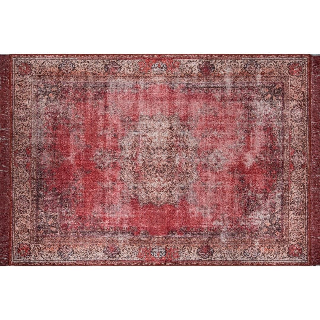 Covor roșu cu motive decorative, ideal pentru living – primabucata