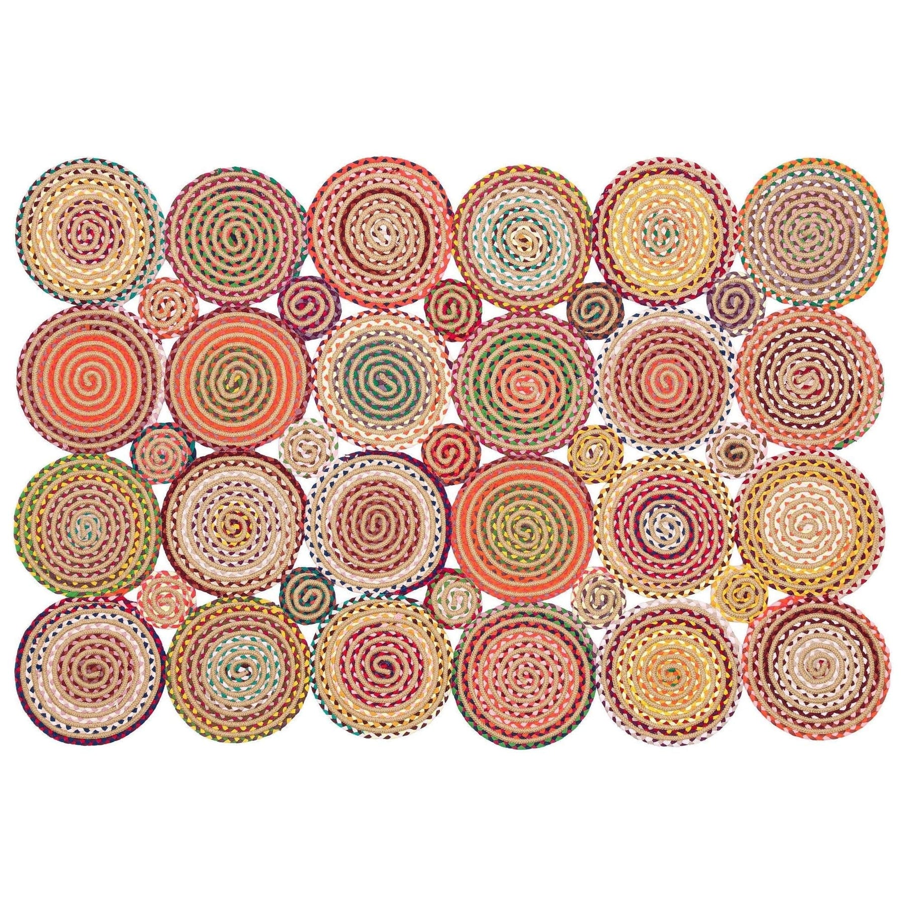 Covor multicolor cu motive circulare, ideal pentru living – primabucata