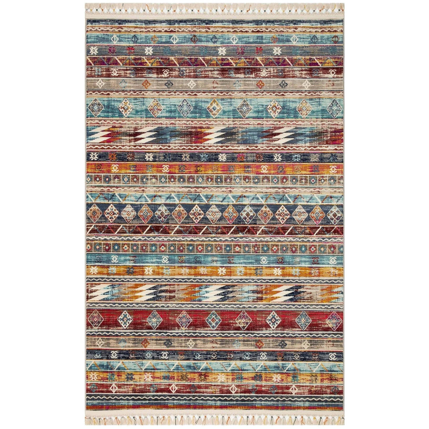 Covor multicolor cu motive geometrice, ideal pentru living – primabucata