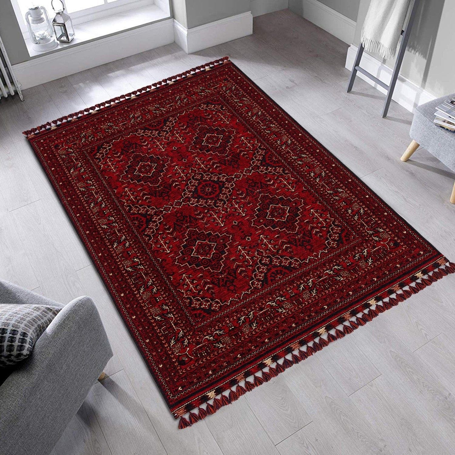 Covor caramiziu cu motive tradiționale, perfect pentru living – primabucata