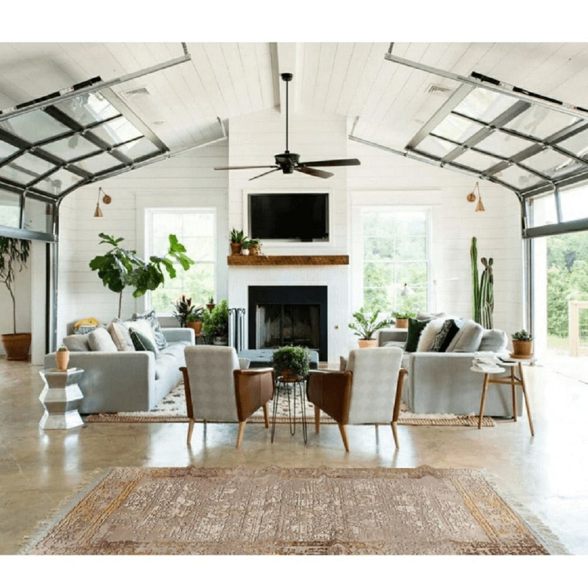 Covor NESRIN, 180x270 cm, forma dreptunghiulara, poliester/bumbac, bej