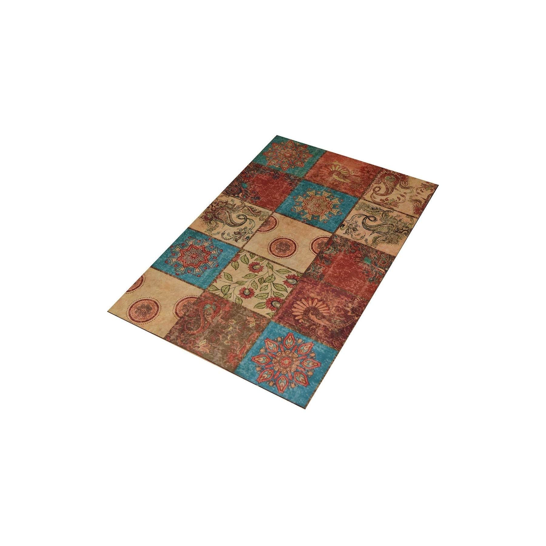 Covor intrare multicolor cu motive decorative, ideal pentru un living primitor – primabucata