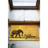 Covor de intrare galben cu elefant decorativ, ideal pentru holuri – primabucata