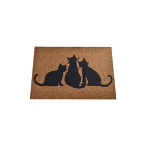 Covor intrare maro cu motive de pisici, ideal pentru un decor primitor – primabucata