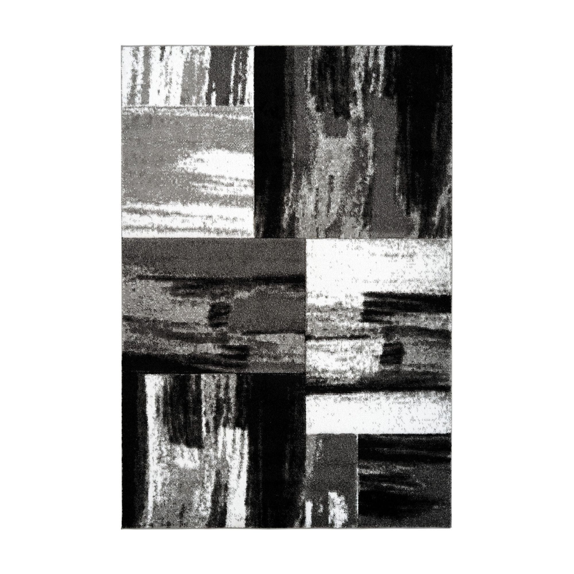 Covor SWING 100, 160x230 cm, forma dreptunghiulara, polipropilena, argintiu/negru