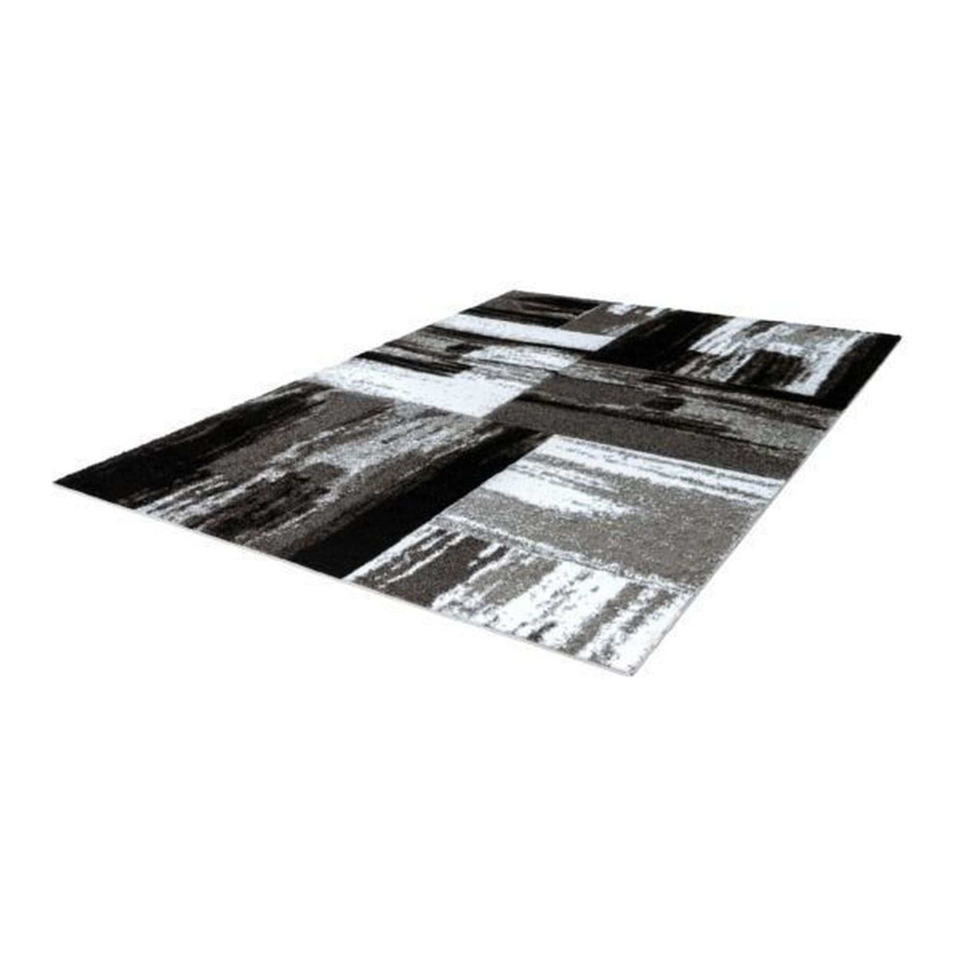 Covor SWING 100, 160x230 cm, forma dreptunghiulara, polipropilena, argintiu/negru