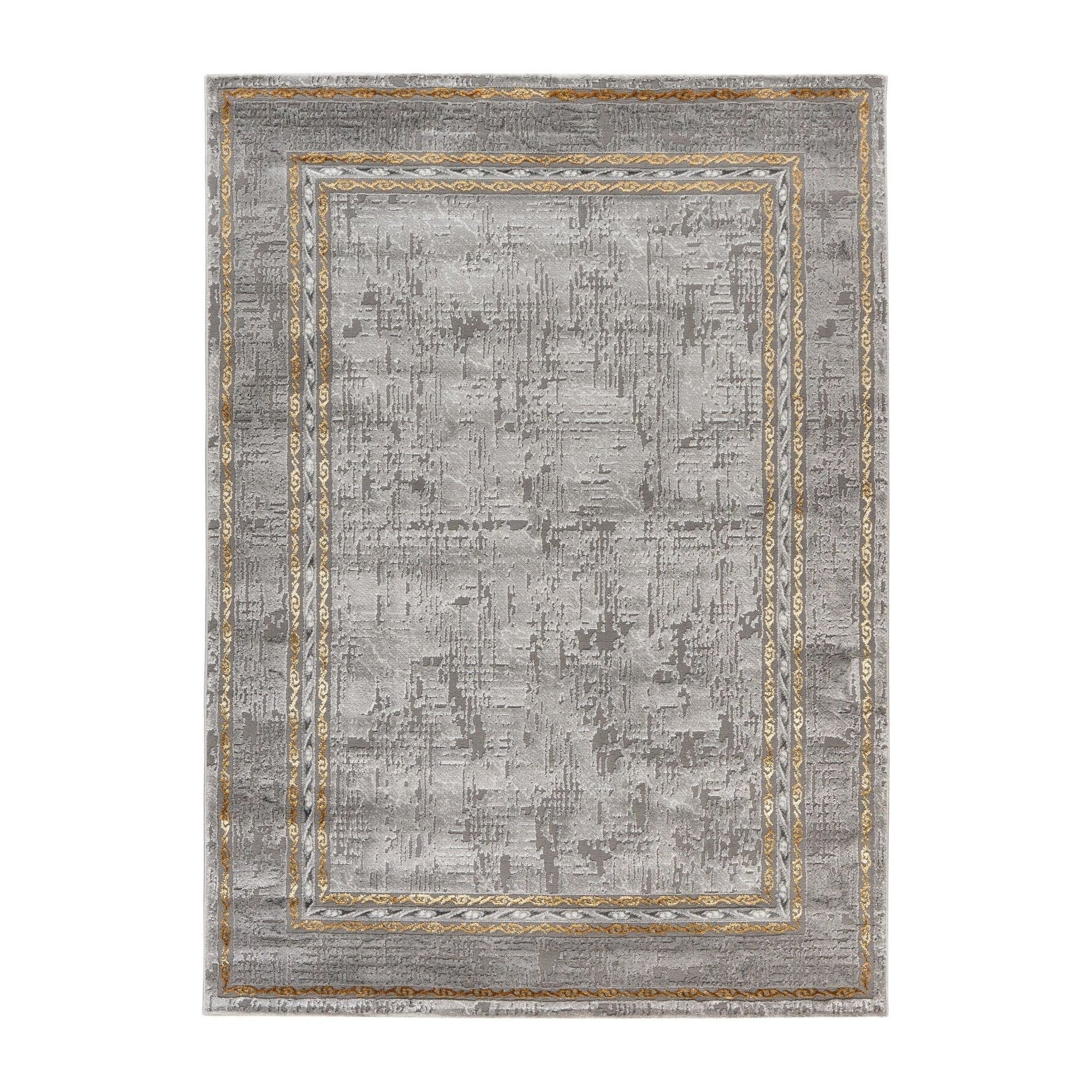 Covor MARMARIS 404, 160x230 cm, forma dreptunghiulara, polipropilena/poliester, gri/auriu