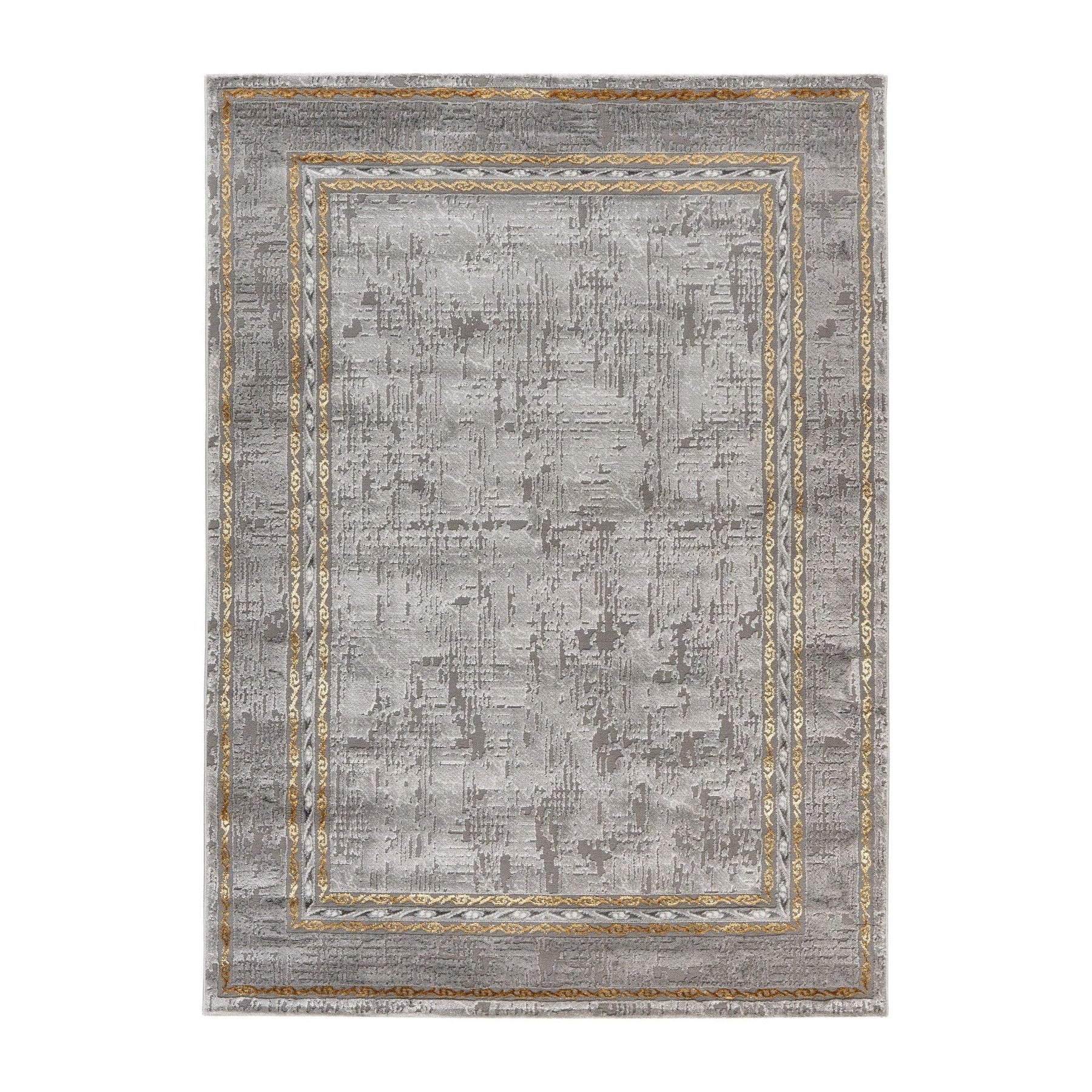 Covor MARMARIS 404, 160x230 cm, forma dreptunghiulara, polipropilena/poliester, gri/auriu