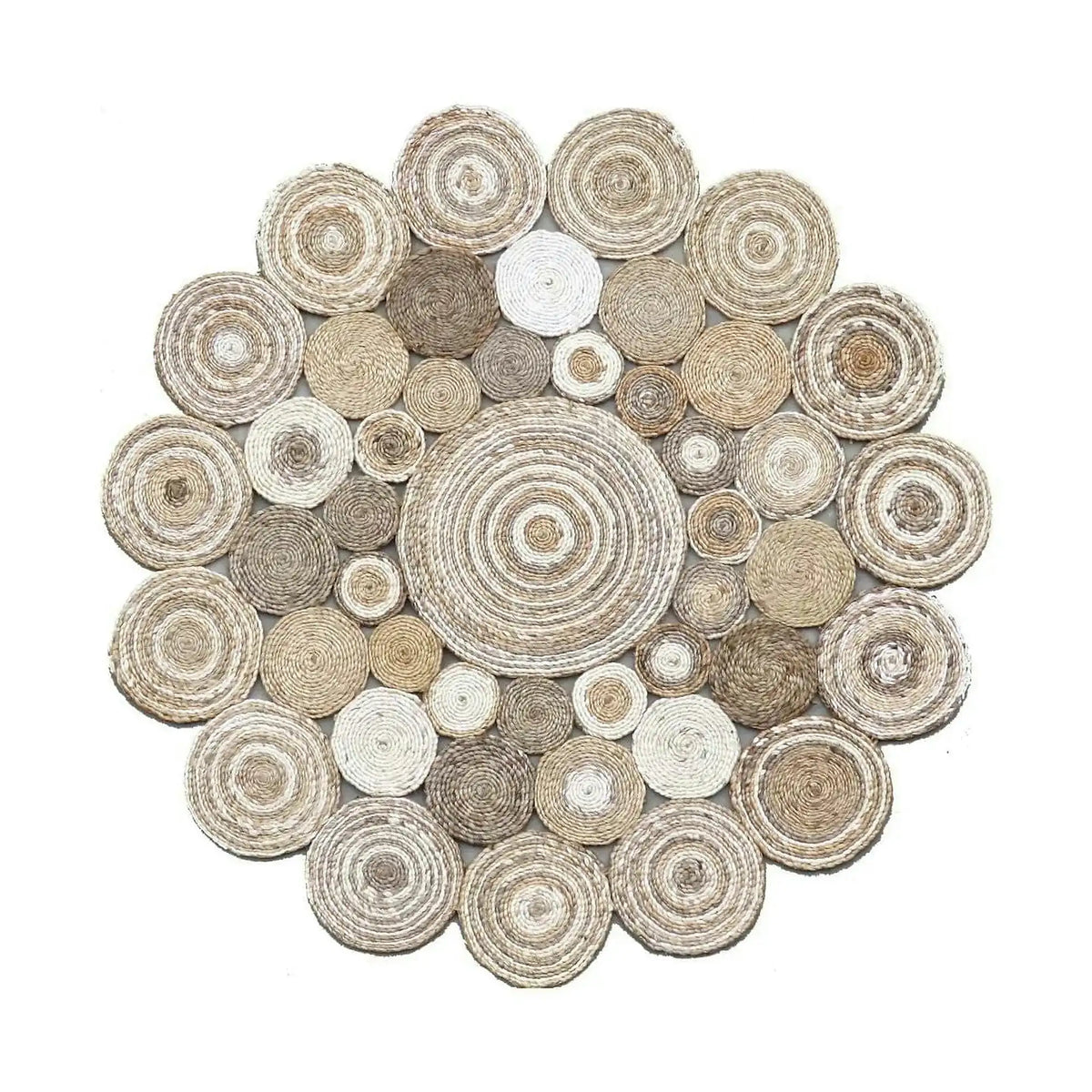 Covor MULTY XW Q, 120x120 cm, forma rotunda, iuta, bej