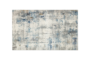 Covor dreptunghiular pentru hol, cu model abstract în nuanțe discrete de albastru și gri, perfect pentru un decor modern.