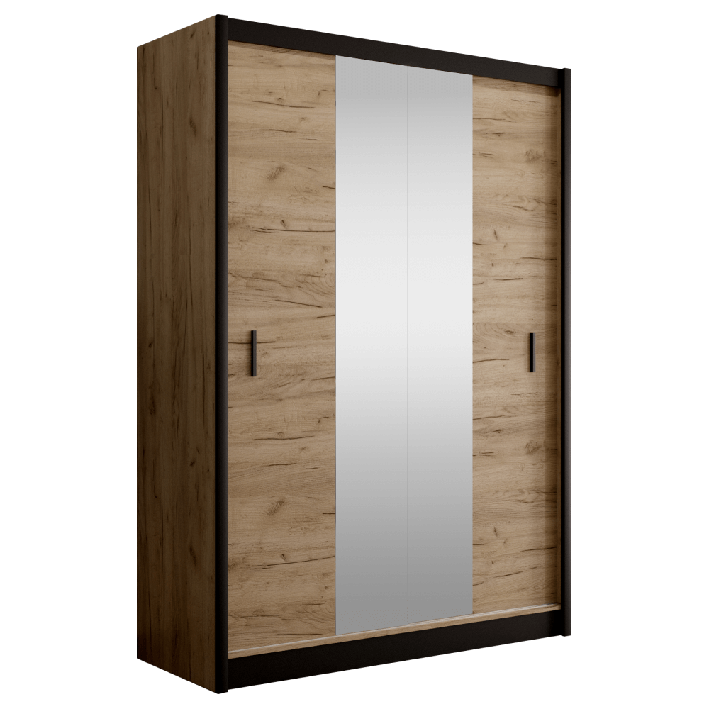 Dulap CRAFTV, stejar craft/negru, PAL melaminat, 150x61x215 cm