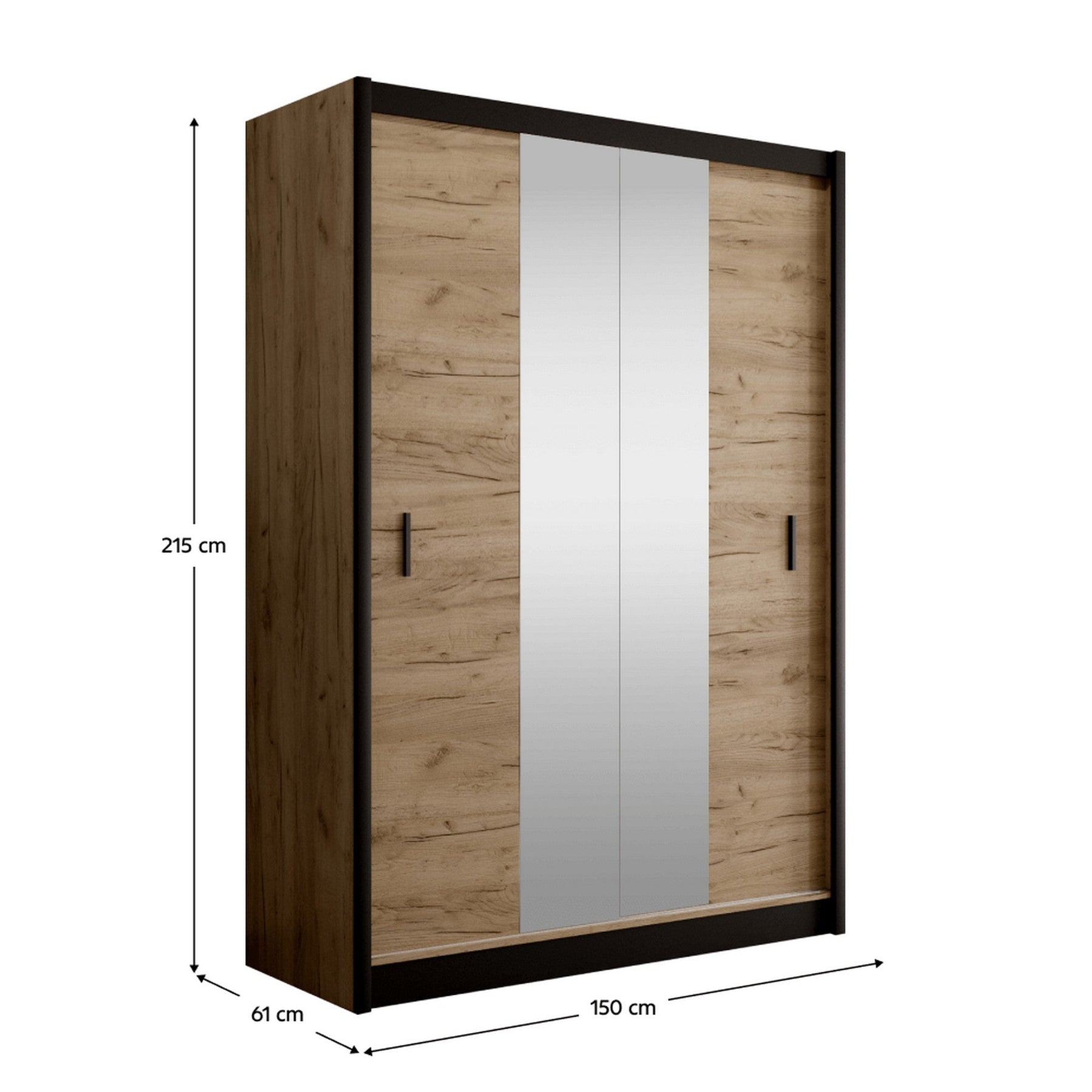 Dulap CRAFTV, stejar craft/negru, PAL melaminat, 150x61x215 cm