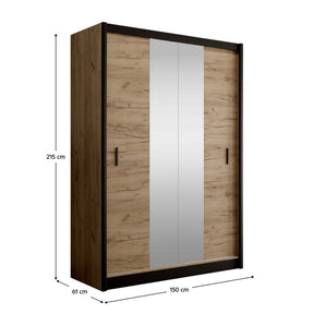 Dulap CRAFTV, stejar craft/negru, PAL melaminat, 150x61x215 cm