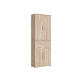 Dulap OFFICE, stejar sonoma, PAL laminat, cu 4 usi si 2 sertare, 79x35x221 cm