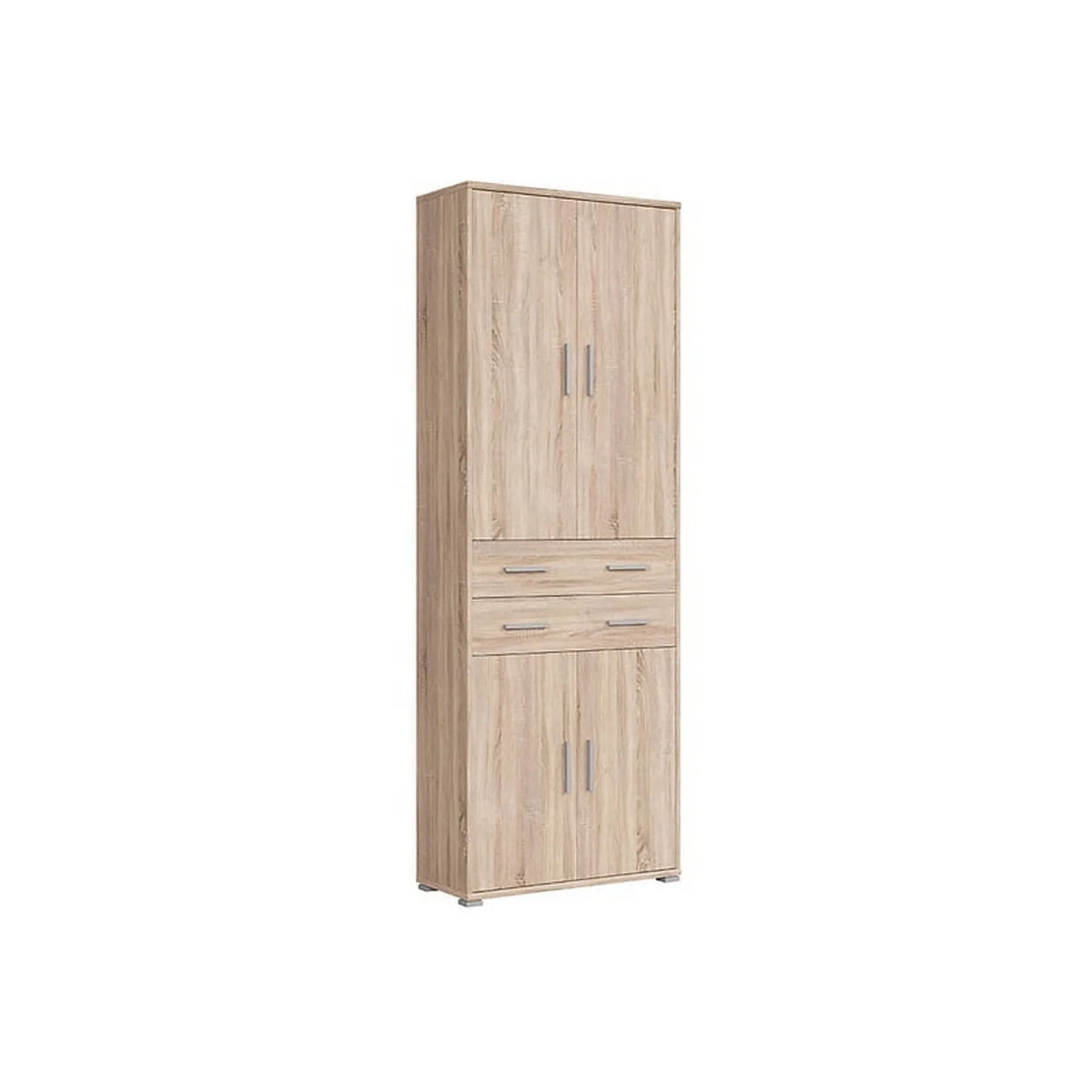 Dulap OFFICE, stejar sonoma, PAL laminat, cu 4 usi si 2 sertare, 79x35x221 cm