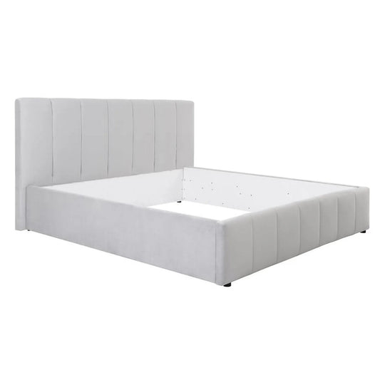 Cadru pat LONES 180x200, stofa catifelata gri deschis - Bluvel 03