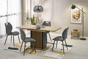Masa extensibila WILSON, stejar artisan/negru, PAL laminat, 120/158x77x77 cm