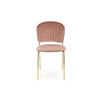 Scaun tapitat K499, roz/auriu, stofa catifelata, 47x56x85 cm