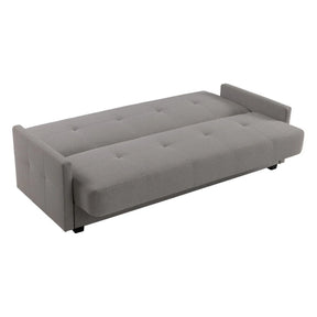 Canapea extensibila MARO, stofa clasica gri - Mossa 09, cu lada depozitare, 207x95x95 cm