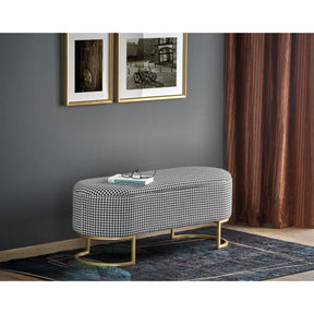 Banca HARMONY, negru/alb/auriu, cu spatiu depozitare, 105x40x42 cm