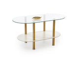 Masuta DUCAT, transparent/auriu, sticla/otel, 100x50x51 cm