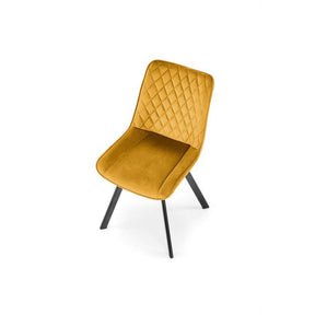 Scaun rotativ K520, galben/negru, stofa catifelata/metal, 45x63x80 cm