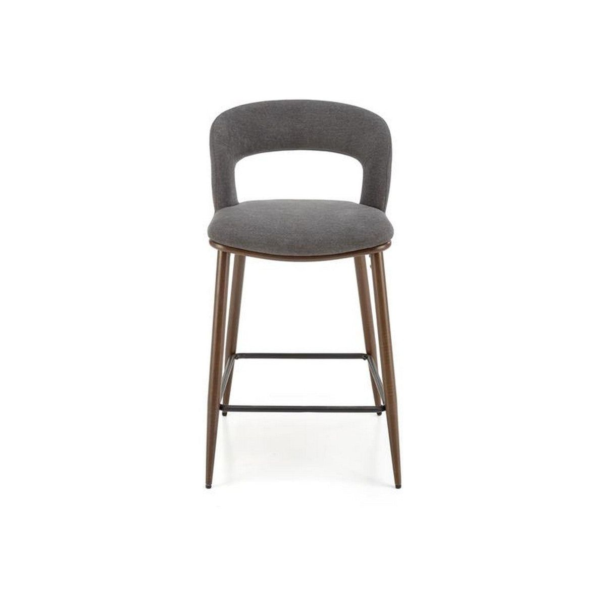 Scaun de bar H114, gri/nuc, stofa clasica, 48x52x92 cm