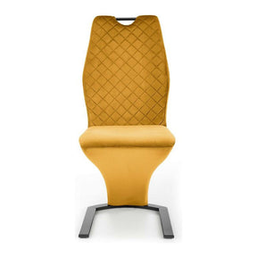 Scaun tapitat K442, galben, stofa catifelata, 46x61x102 cm
