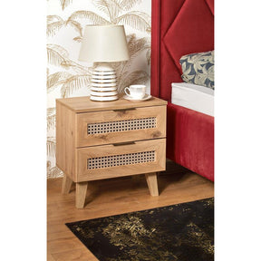 Noptiera Borneo, stejar artizanal, PAL/MDF laminat/polipropilena, 50x34x52 cm