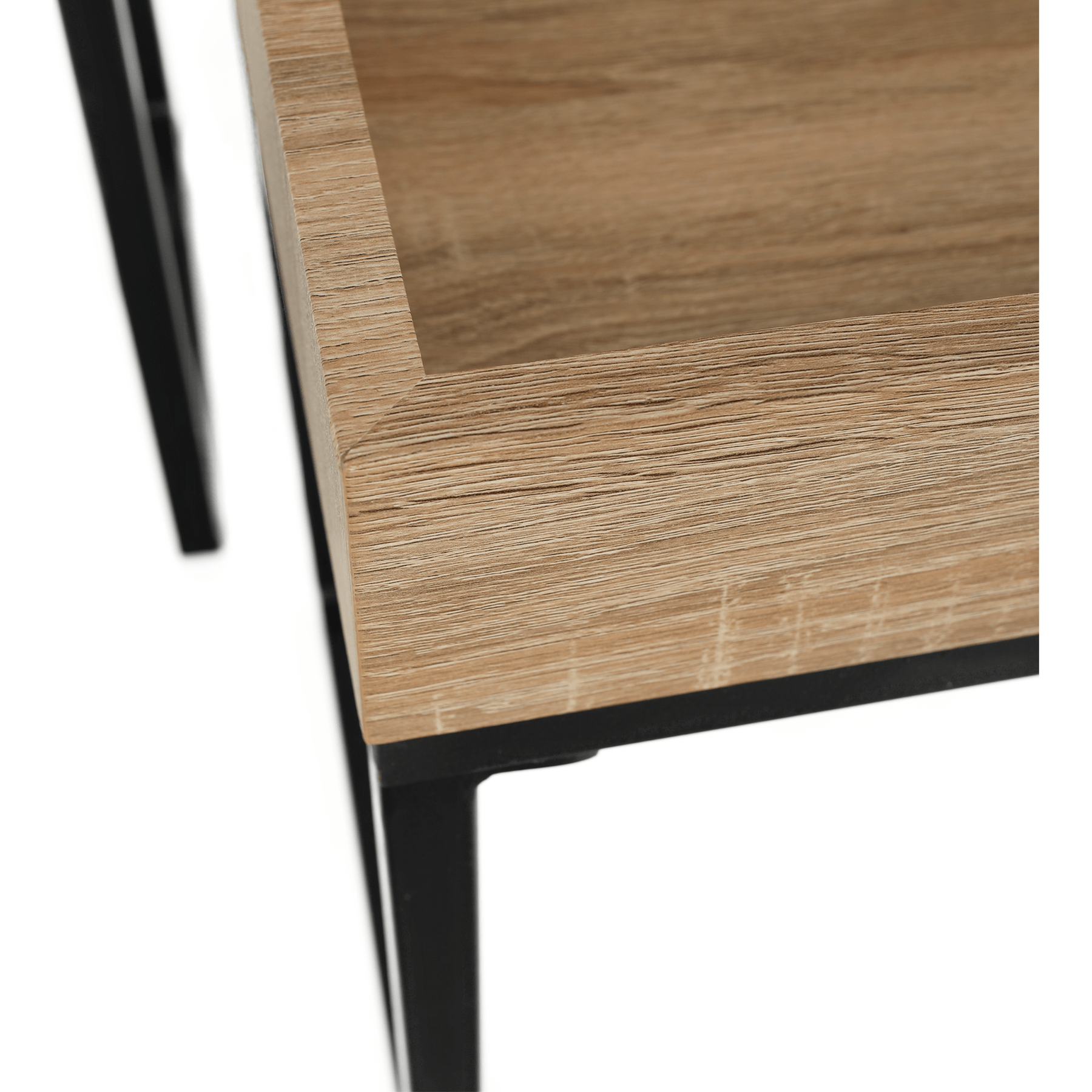 Set 2 masute DAGOR, stejar/negru, sticla/metal, 60x30x50 cm/ 50x27x44 cm